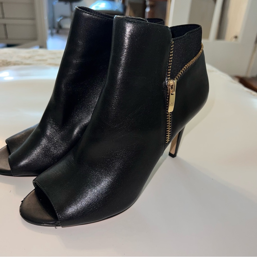 Marc Fisher Black Peep-Toe Heeled Boots